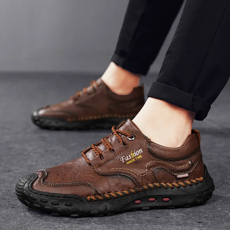 Outdoor Casual Leather Mens Shoes Retro Style Male Sneakers Adult Non-Slip Casual Desert Hiking Footwear Treking Shoes Trainers