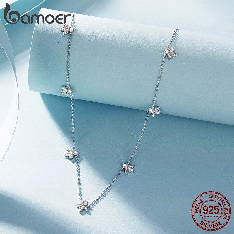 Necklace Lucky Clover 925 Sterling Silver Round Cut Diamond Beads Chain Fashion Collarbone Chain Fine Jewelry