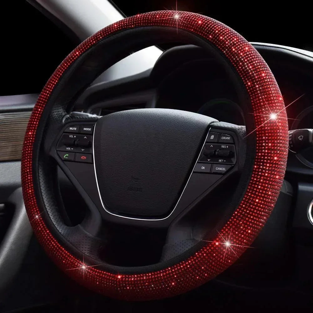 37/38cm Car Steering Wheel Cover Universal Bling Diamond Rhinestones Elasticity Interior Car Accessories for Four Seasons