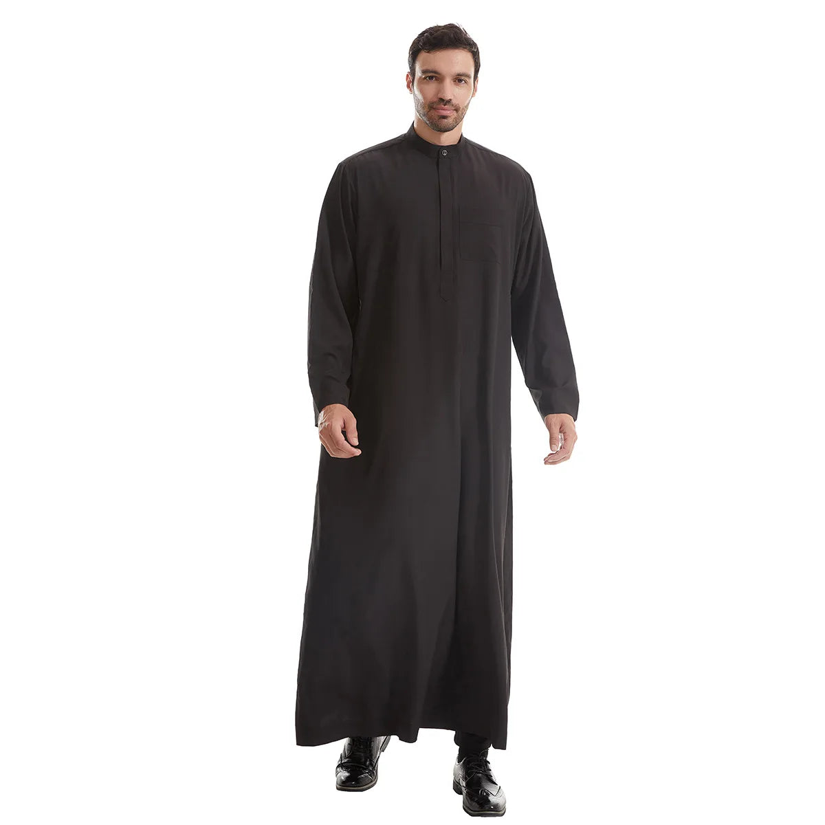Men’s Muslim Abaya Kaftan Thobe – Long Sleeve Pullover Robe