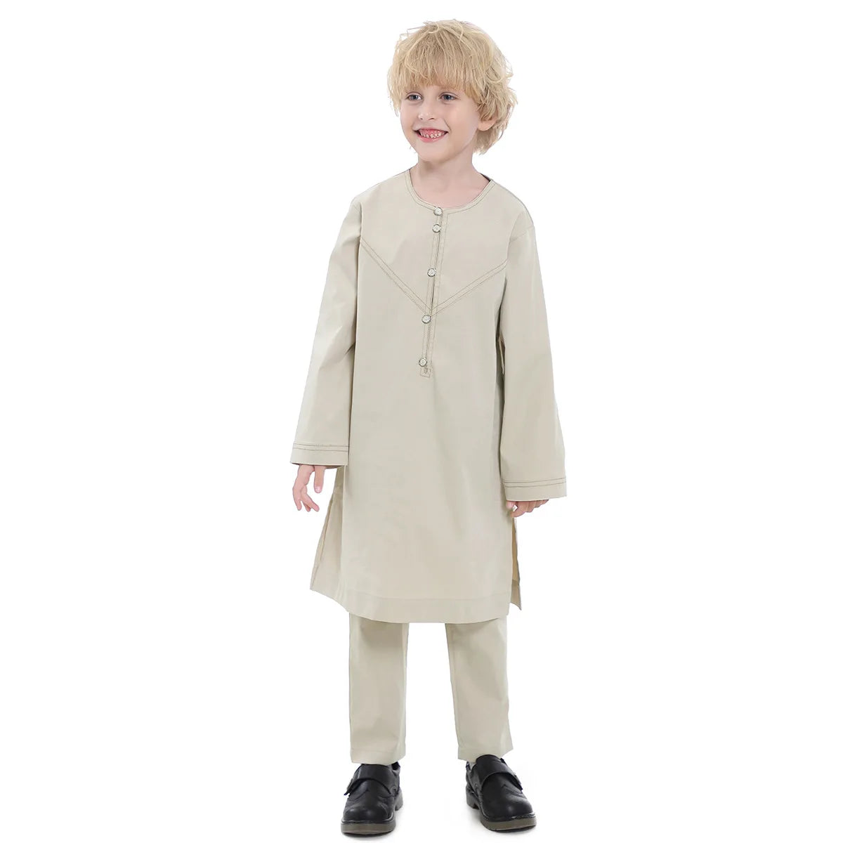 Boys Islamic Thobe – Kids Long Sleeve Traditional Robe