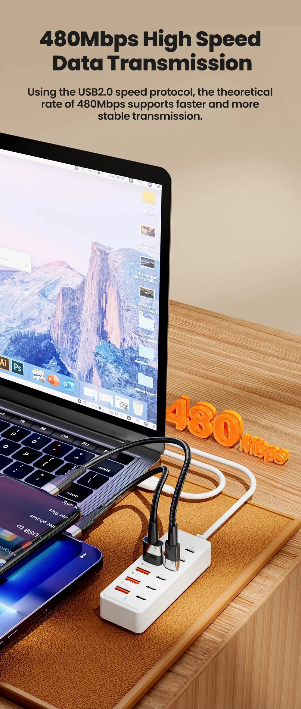 USB Type C Charger 12 in 1 USB HUB Adapter Socket Fast Charging Power Strip Desktop Charging Station For iPhone Samsung
