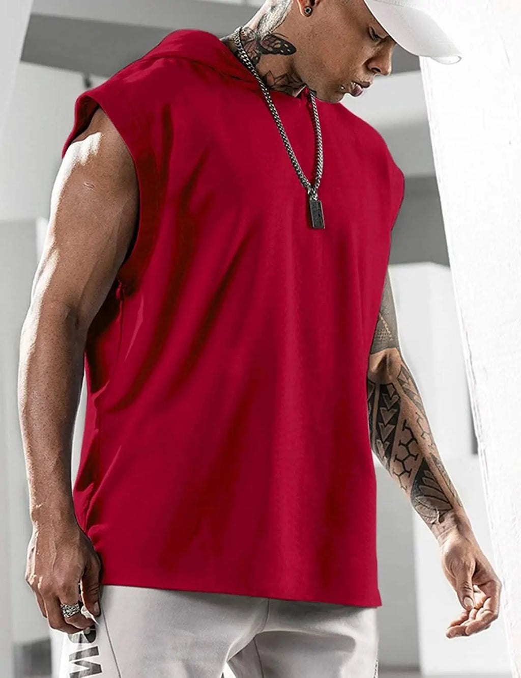 Men’s Sleeveless Hoodie Casual Workout Top