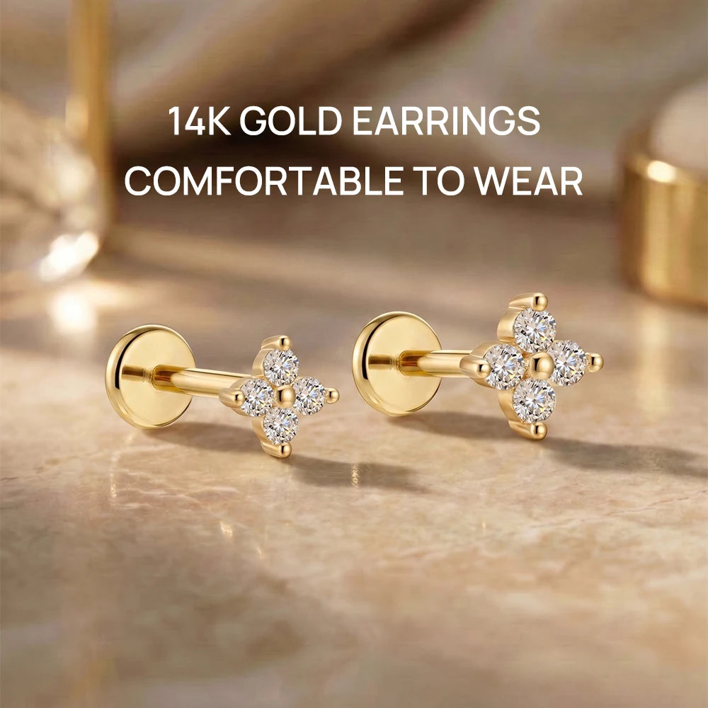 Solid Gold G23 Titanium WaterDrop/Horse Eye Love Geometric CZ Piercing Earring Women Dainty Ear Bone Anniversary Gift