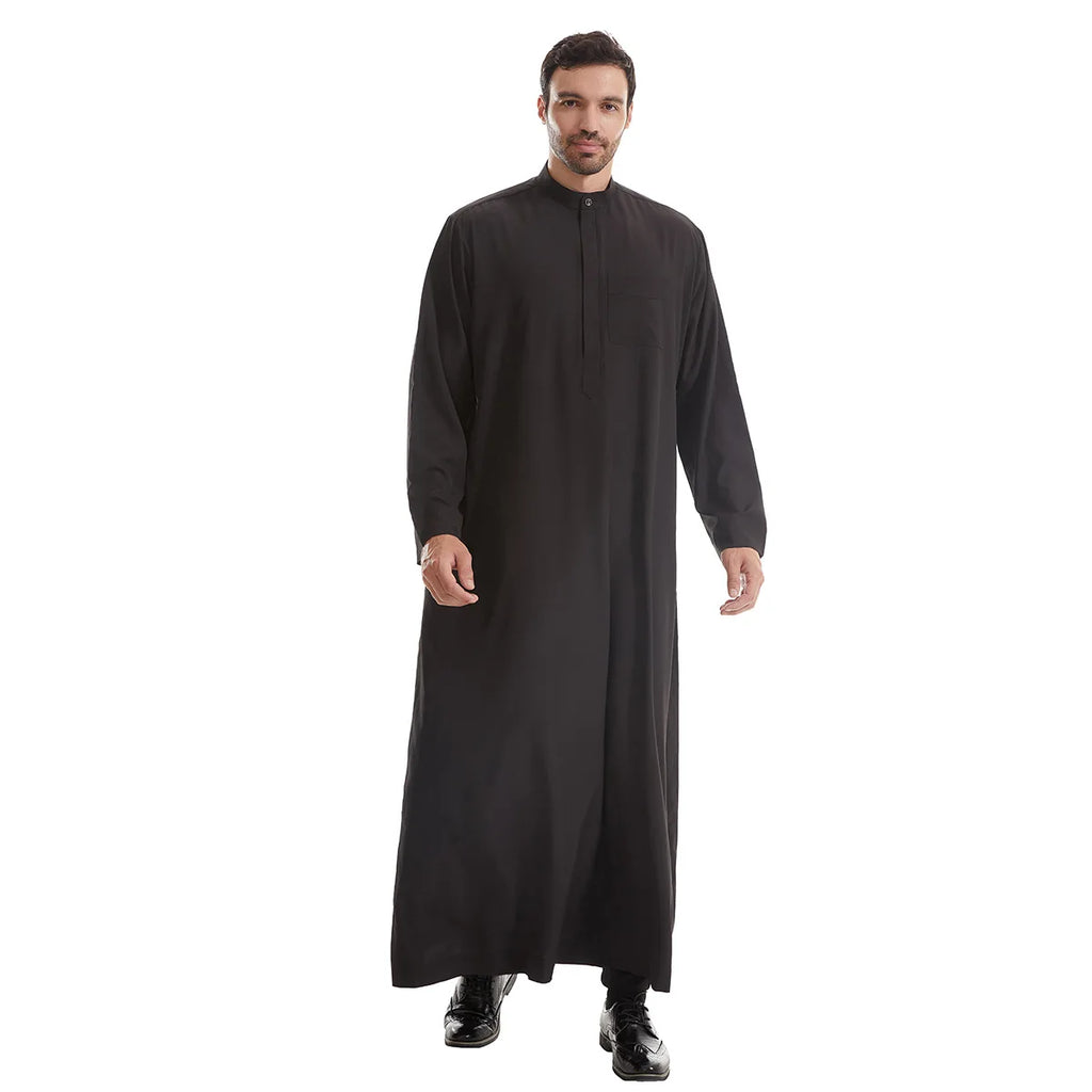 Men’s Muslim Abaya Kaftan Thobe – Long Sleeve Pullover Robe