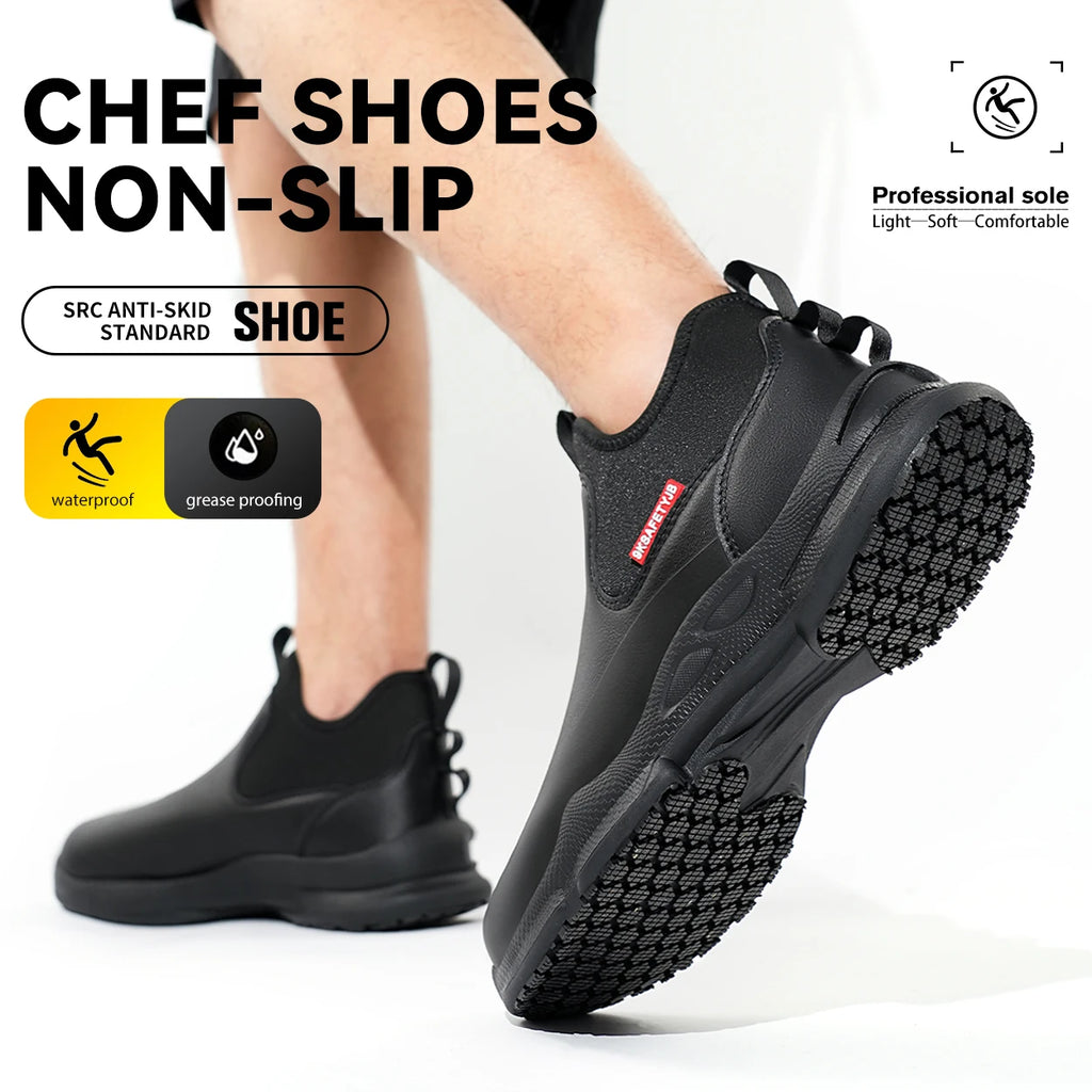 Chef Shoes Four Seasons Anti Slip Oil Resistant Business Casual Men's Work Shoes Fashion Comfort Soft Soled Waterproof Shoes