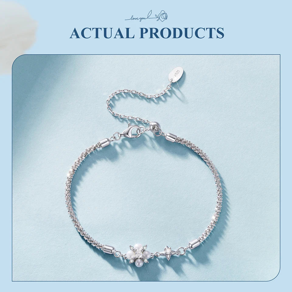 Silver Bracelets Natural Pearl Starlight Bracelet Adjustable Wrist Link Chain with GRA for Women