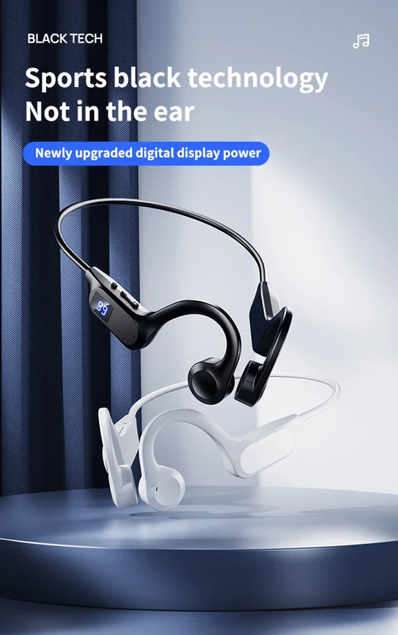 Wireless Bone Conduction Headphones Bluetooth Sport Earphone with Mic Hand-free Noise-Cancelling for Swimming And Outdoor Activities
