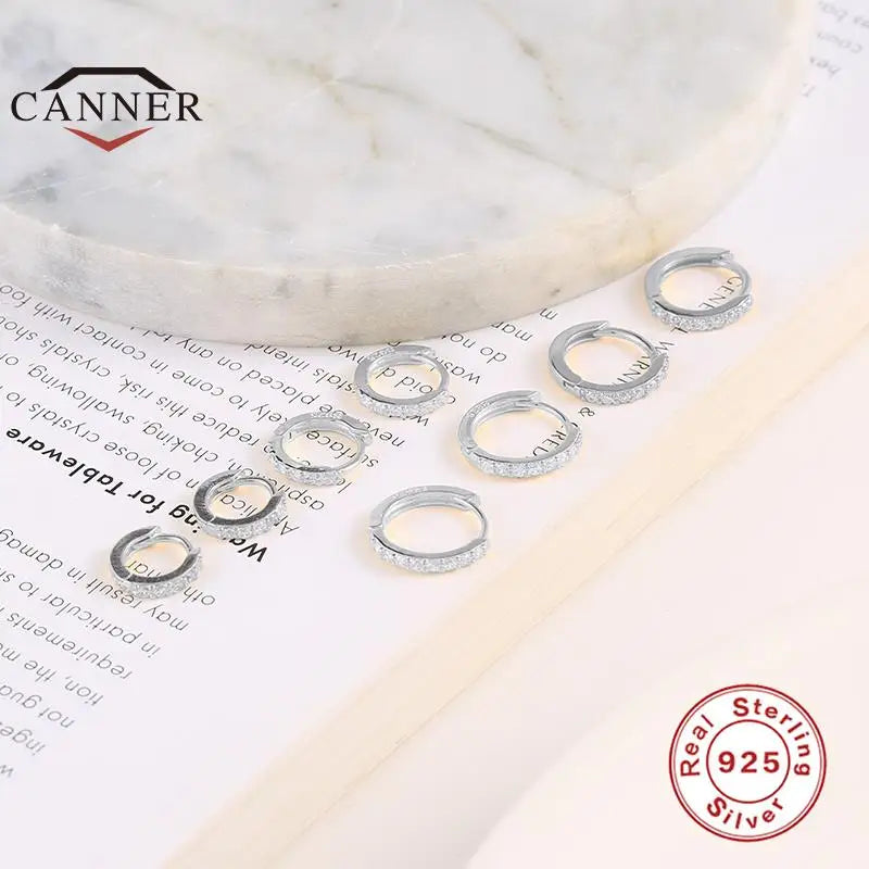 Sterling Silver Ear Hoop Piercing Earrings for Women 6mm 7mm 8mm 9mm Geometric Round Huggie Earings Fine Jewelry