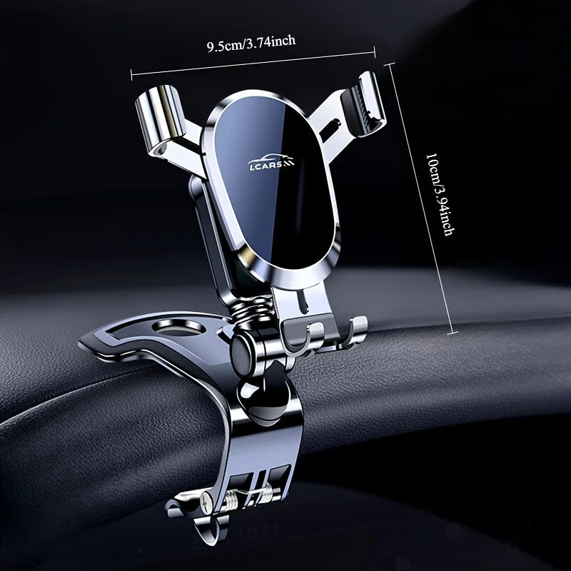 Multifunctional Car Mount Phone Holder - Silver Dashboard Stand for Mobile Navigation Anti-Shake Support Universal Desktop Bracket
