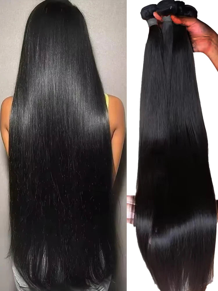 16A 36 40Inch Bone Straight Real Bundles Brazilian Human Hair 2 3 4 Bundles 100% Remy Raw Hair Bundles Wigs Extensions For Women