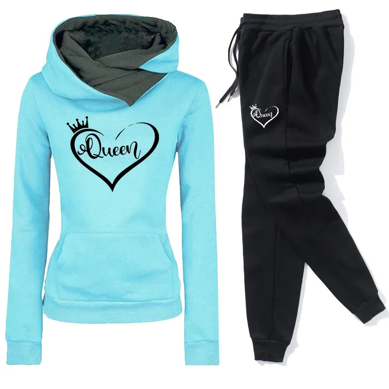Women’s Hooded Tracksuit Set – Casual Long Sleeve Top & Jogger Pants Outfit