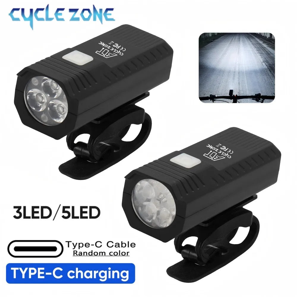 3LED/5LED Bicycle Light Bike Front Lamp Rechargeable MTB Bike Headlight Flashlight Outdoor Night Riding Safety Cycling Lantern
