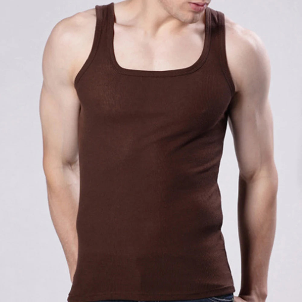 Men's Pure Cotton Tight Vest Casual Sports Tank Tops Middle-aged Sleeveless Basic Tops Quick Drying Bodybuilding Vest