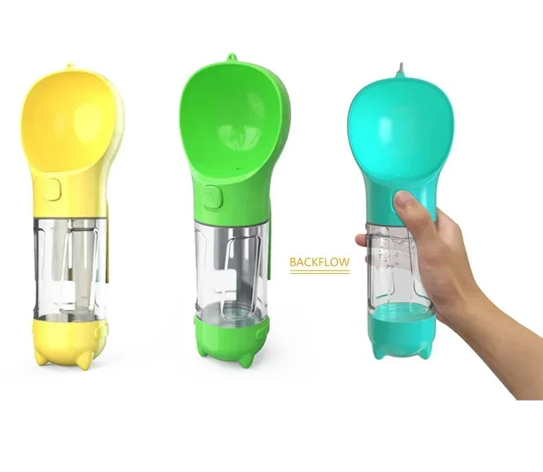 3-in-1 Portable Dog Water Bottle with Food Feeder & Poop Bag Dispenser