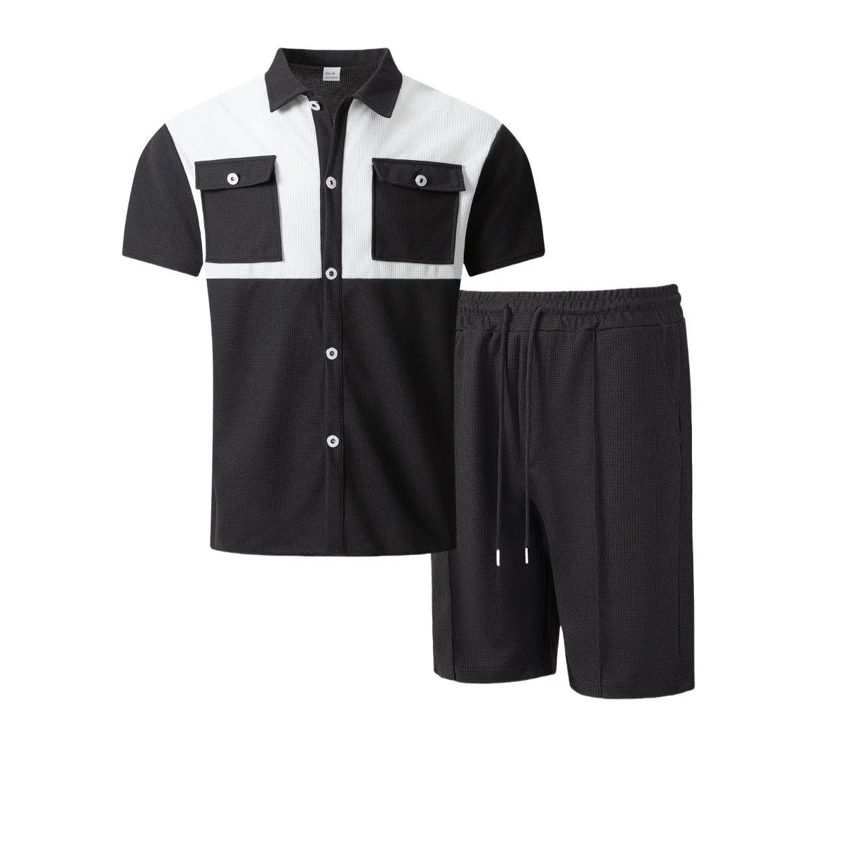 Men’s Two-Piece Casual Short Set with Button Pockets