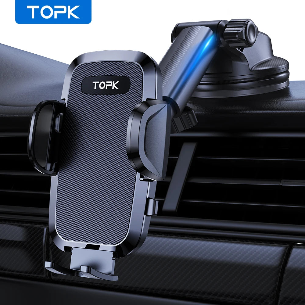 Car Phone Holder 2 in 1 Car Phone Mount for Car Dashboard/Windscreen One Button Release and 360° Rotation for All Phones