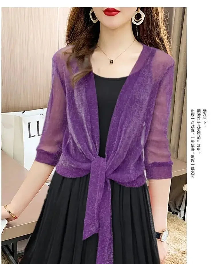 Breathable Plus Size Lace Cropped Shrug Cardigan Women's 2025 Summer Oversized Mesh Cover Up Bolero Beach Outerwear Women Tops