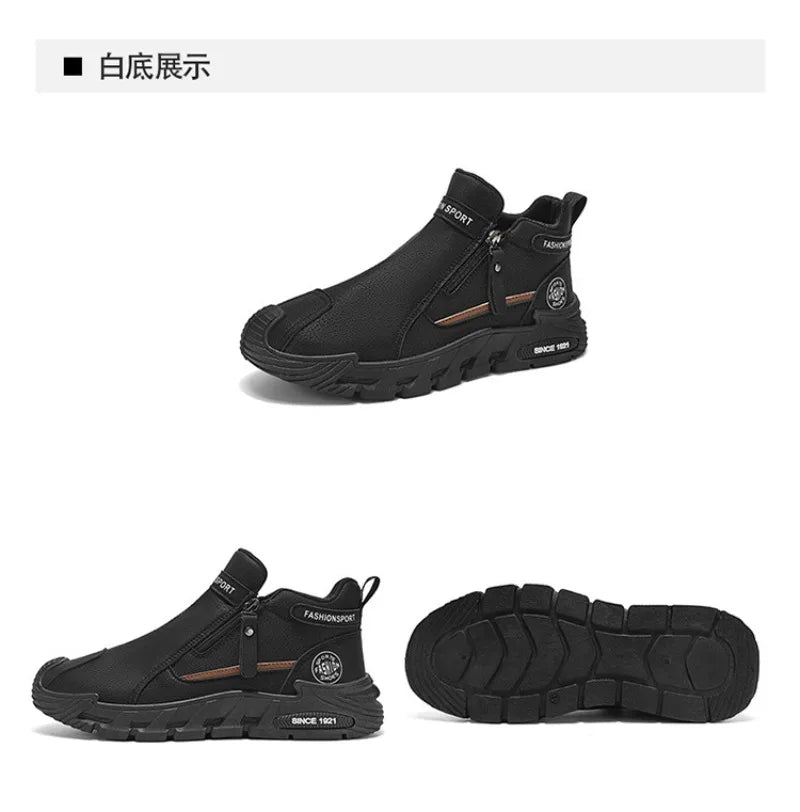 Men’s Casual Zipper Sneakers Breathable Non Slip Outdoor Shoes