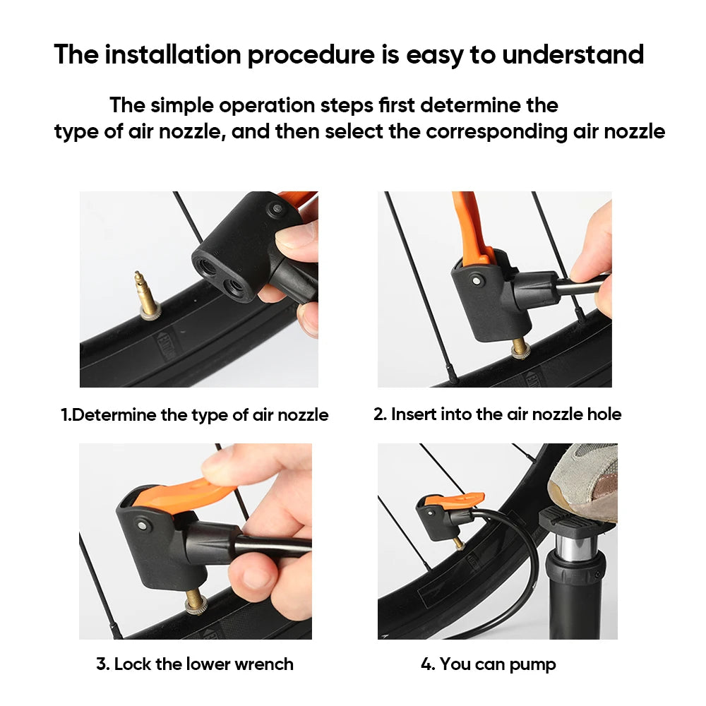 Bike Pump Portable Pedal Bicycle Foot Air Pump Bike Tire Inflator Schrader Presta Valve Cycling Tire Air Inflator Easy Carry