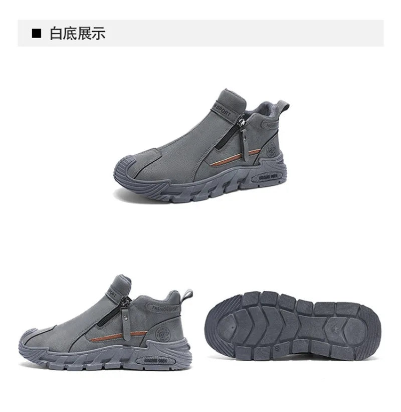 Men’s Casual Zipper Sneakers Breathable Non Slip Outdoor Shoes