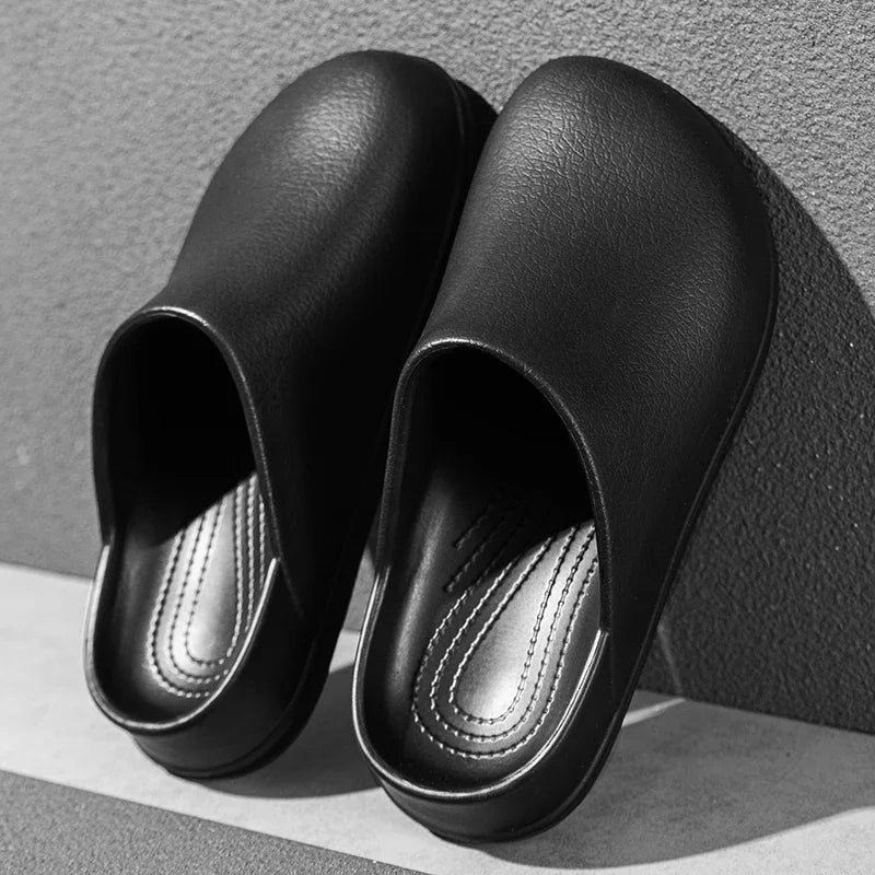 Mens Kitchen Chef Shoes Waterproof Garden Clogs Closed Toe Half Shoes Rubber Slippers Restaurant Hotel Working Summer Beach