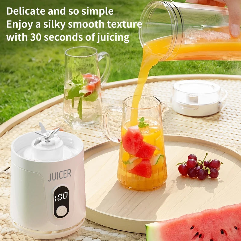 Portable Blender 600ML Electric Juicer Rechargeable 4000mAh USB Fruit Mixer Personal Smoothie Maker Outdoor Fresh Fruit Blender