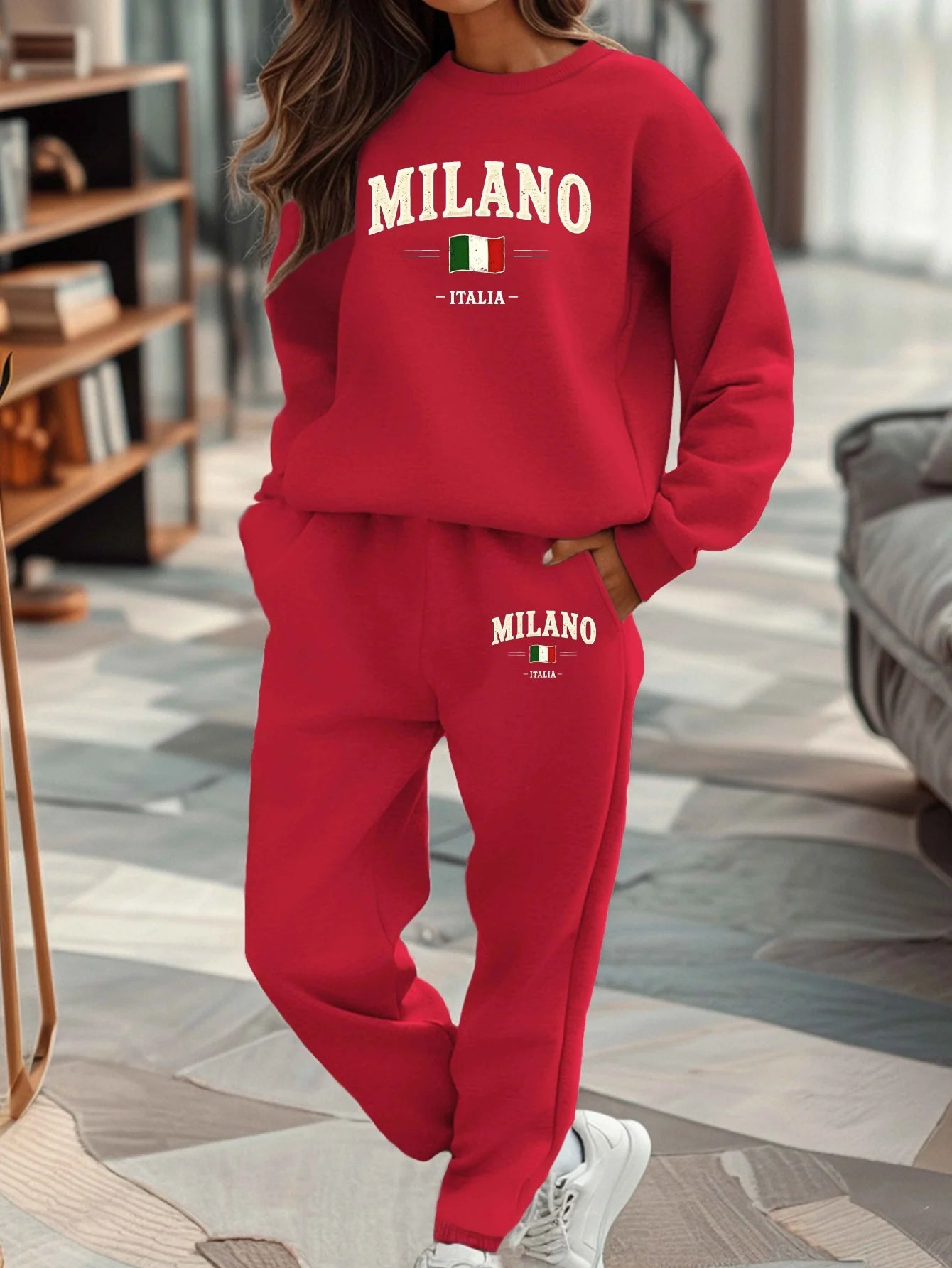 Women’s Warm Hoodie Sweatpants Set Plush Fleece Two Piece Outfit