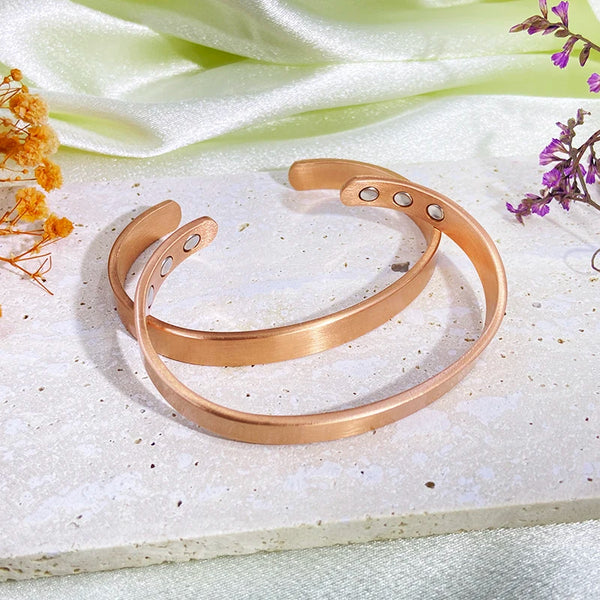 Fashion Pure Copper Magnetic Bracelet for Women Men Cuff Adjustable Size Bangles Arthritis Health Solid Copper Jewelry
