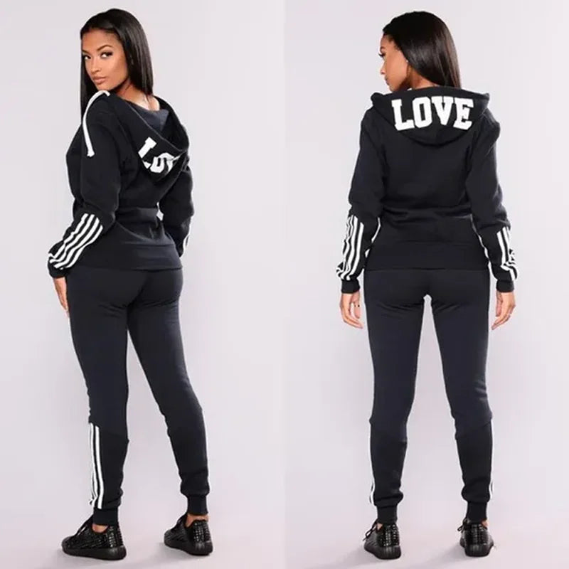 Women’s Zipper Hoodie and Sweatpants Set Casual Tracksuit Outfit