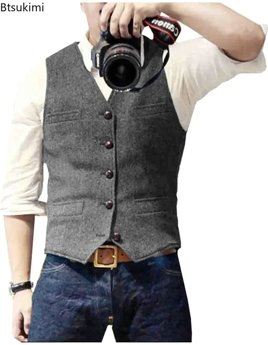 Men’s Formal Slim Fit Vest with Button Closure