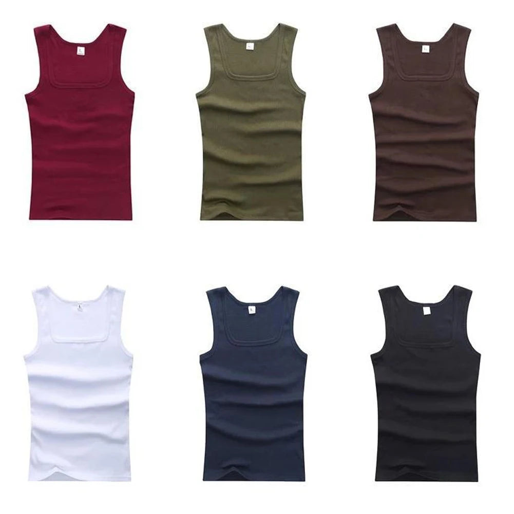 Men's Pure Cotton Tight Vest Casual Sports Tank Tops Middle-aged Sleeveless Basic Tops Quick Drying Bodybuilding Vest