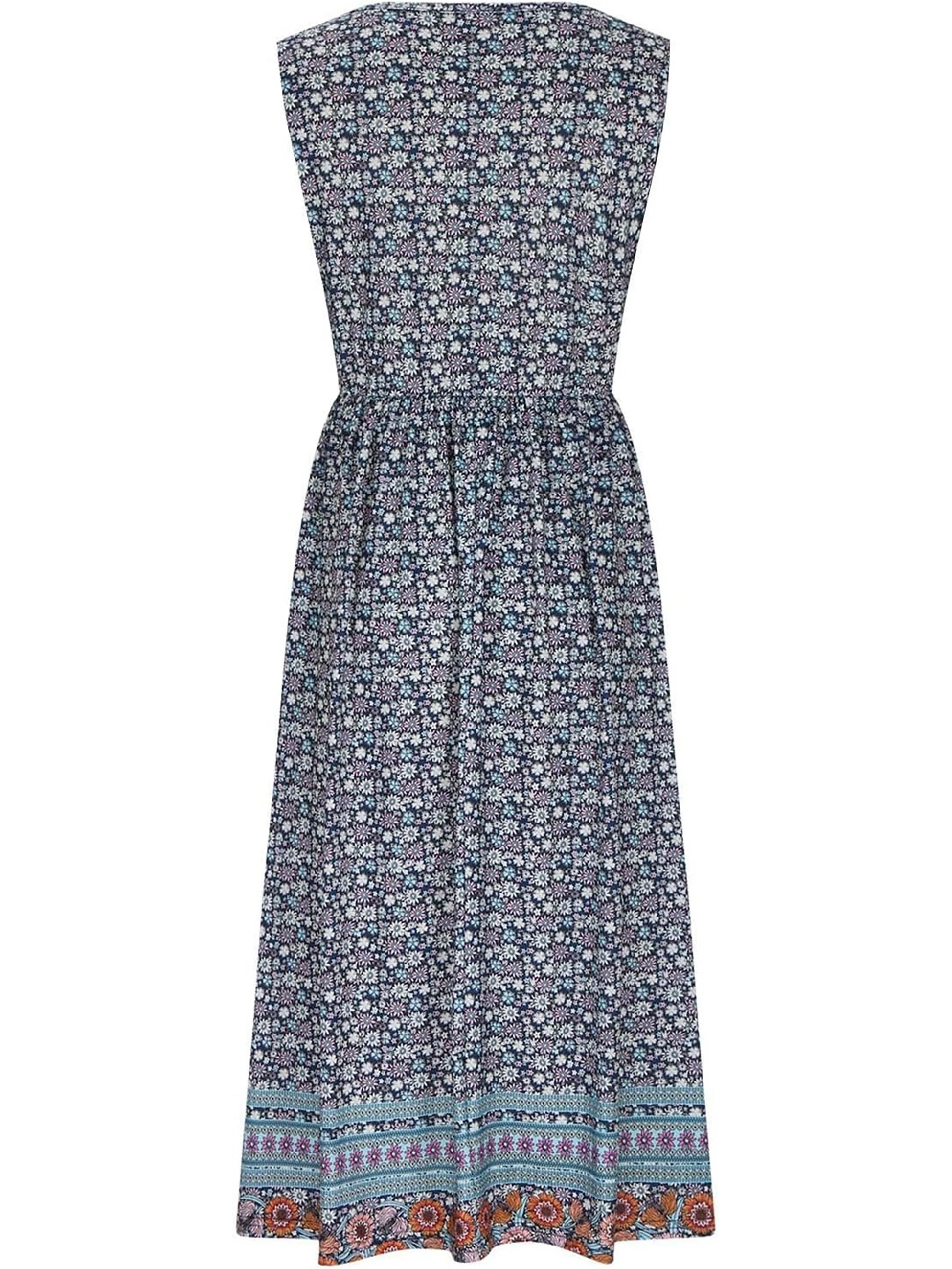 summer new! Women's sleeveless Bohemian floral casual beach MIDI sundress with pockets flowing and loose