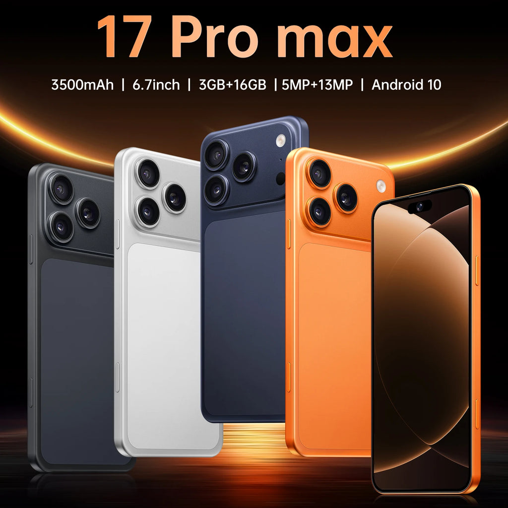 Global Vision 17 Pro Max Smartphone Android 3GB RAM 16GB ROM 6.7 Inch Dual SIM 4G Network 5+13MP Mobile Phones