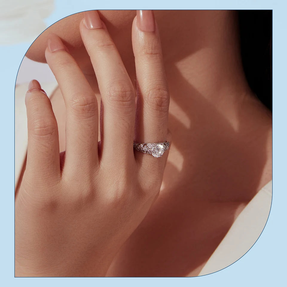 BAMOER  0.5-1CT Moissanite Crown Ring 925 Sterling Silver D Color VVS1 Women Eternal Guarding Rings Engagement Wedding Gift