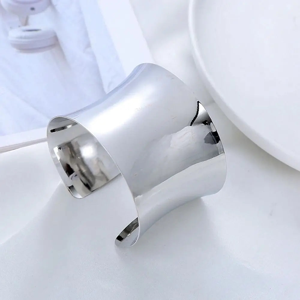 Unisex Wide Open Cuff Bracelet – Gold & Silver Tone Adjustable Metal