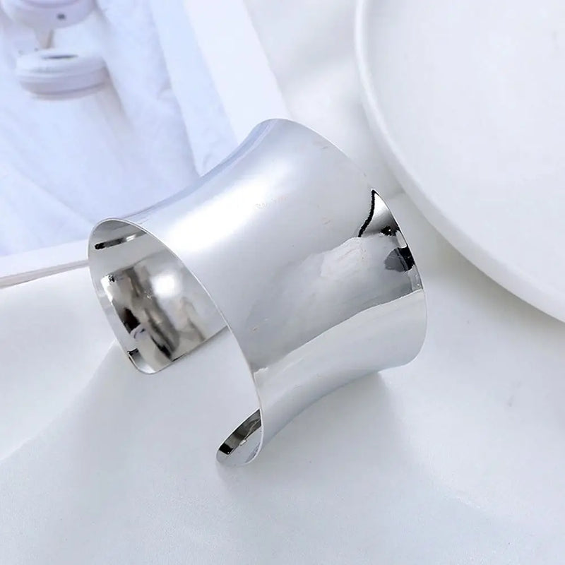 Unisex Wide Open Cuff Bracelet – Gold & Silver Tone Adjustable Metal