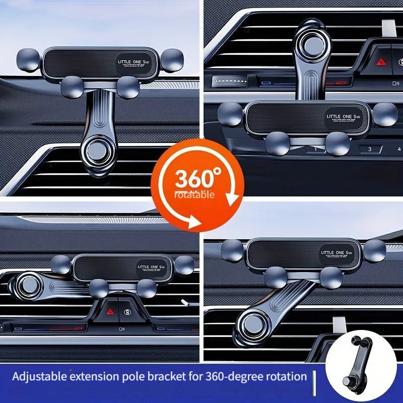 Cellphone Mount Phone Holder Gravity Foldable, 360 ° Rotating Extension Rod, Fits All Cars Vent