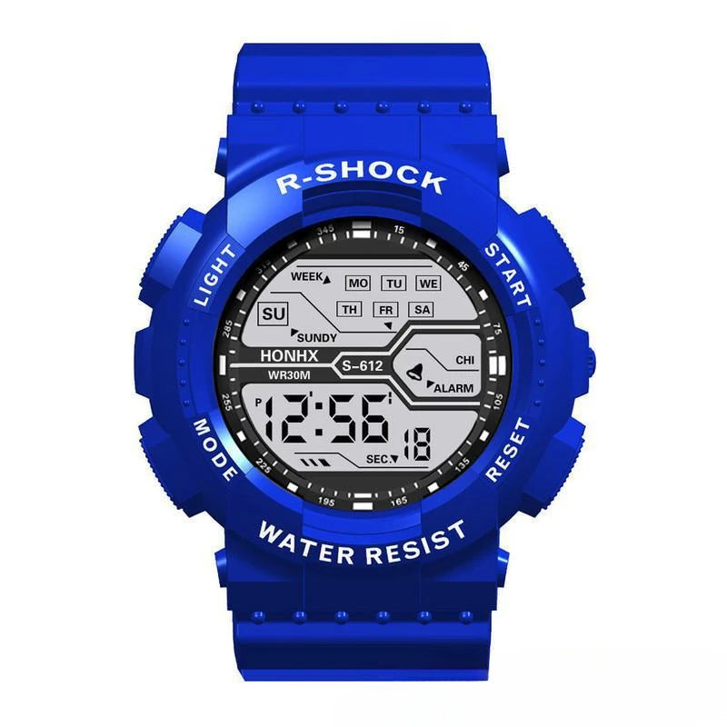Digital Sports Watch with Silicone Band Alarm Clock round Dial Fashion Casual Electronic Wristwatch Luminous Feature