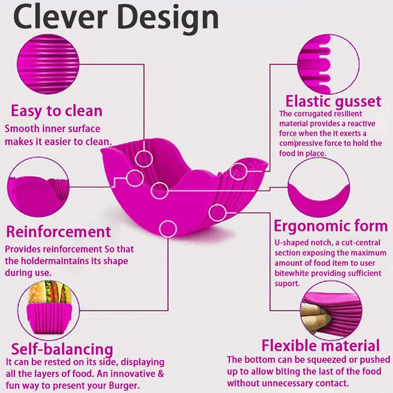 Reusable Burger Holder Silicone Shelf Hamburger Tools Fixed Rack Holder Storage Kitchen Organizer Box Kitchen Accessories