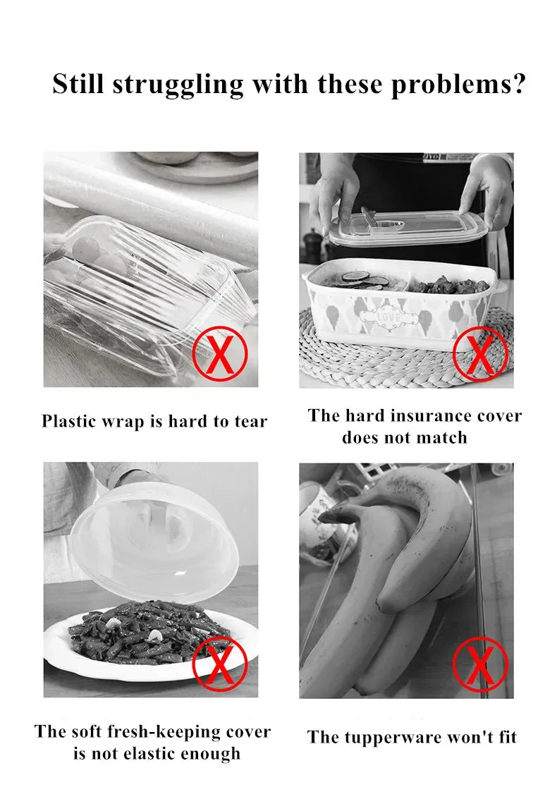 Reusable Elastic Food Covers – Stretchable Bowl and Plate Lids (Set of 6)”