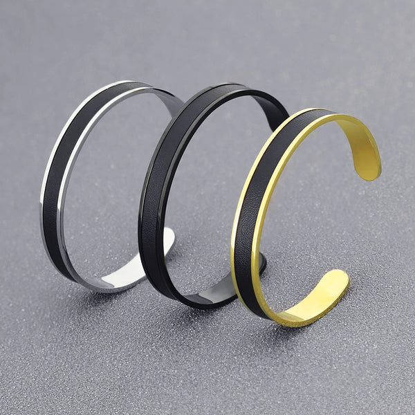 Stainless Steel Open Cuff Bracelet – Unisex Fashion Bangle