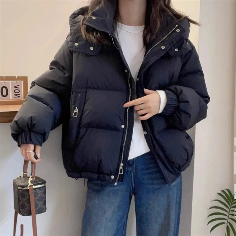 Women’s Winter Puffer Jacket – Warm Hooded Zip-Up Parka Coat