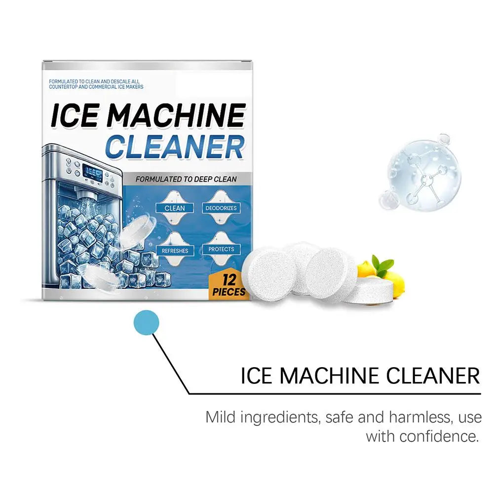 12pcs Ice Machine Cleaning Tablets Home Appliance Care Descaling Deodorizing Prolonging Ice Maker Lifespan Household Tool