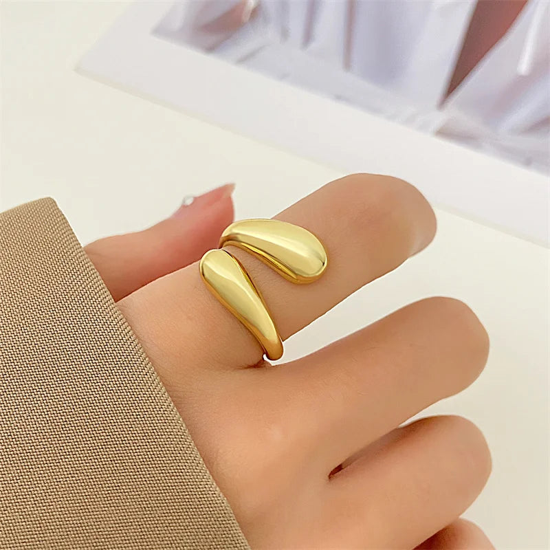 Gold-Tone Party Ring for Women with Artificial Gemstone