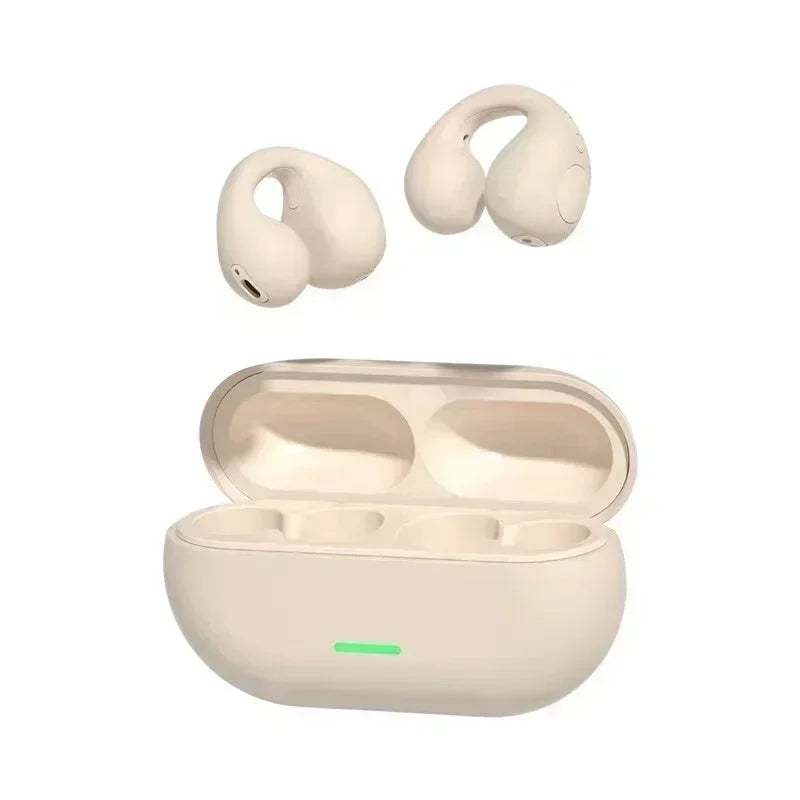 Shop Bone Conduction Bluetooth 5.3 Headphones. Waterproof sports earphones with HiFi sound, noise reduction, and 400mAh charging case for all-day listening
