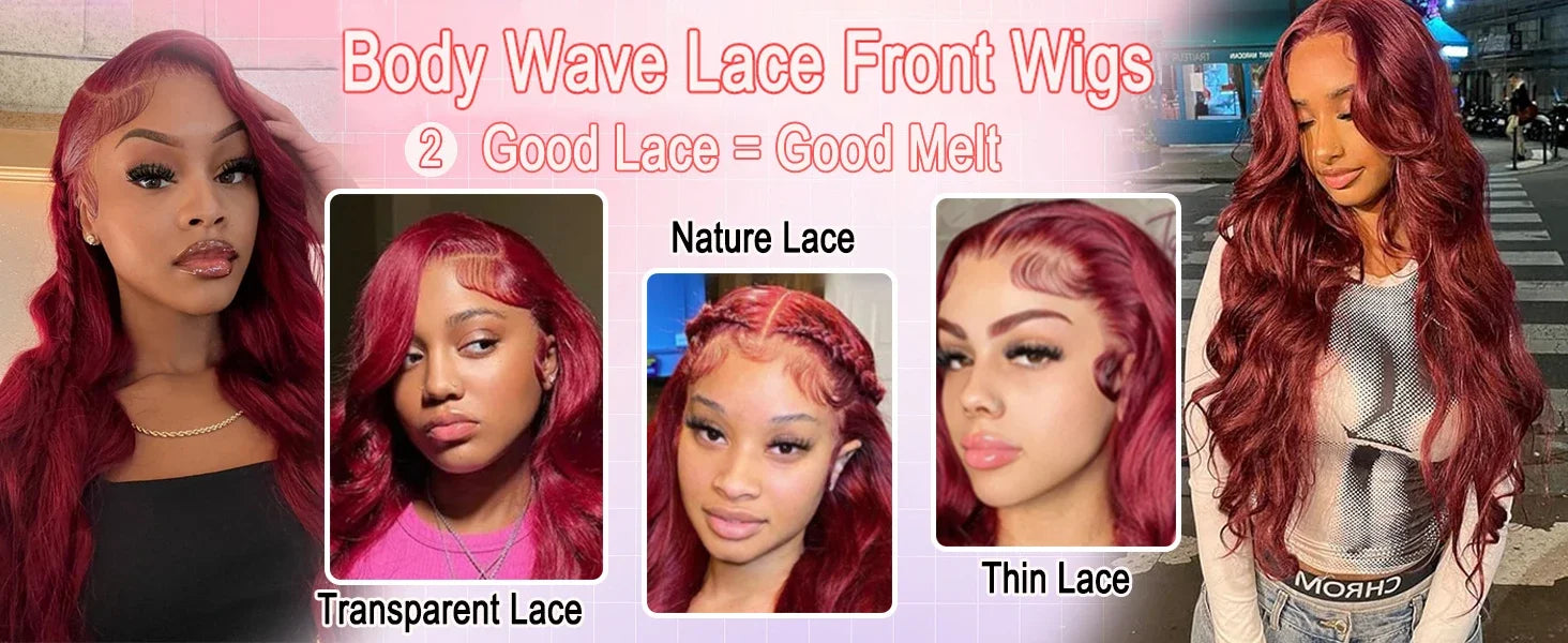 40 42 Inch 99J Burgundy Hd Lace Frontal Wig 13X6 200 Density Brazilian Body Wave Human Hair Wig Red Colored Hd Lace Front Wigs