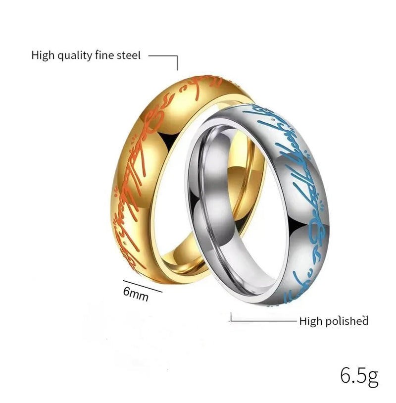 Stainless Steel Titanium Couple Rings – Unisex Round Design