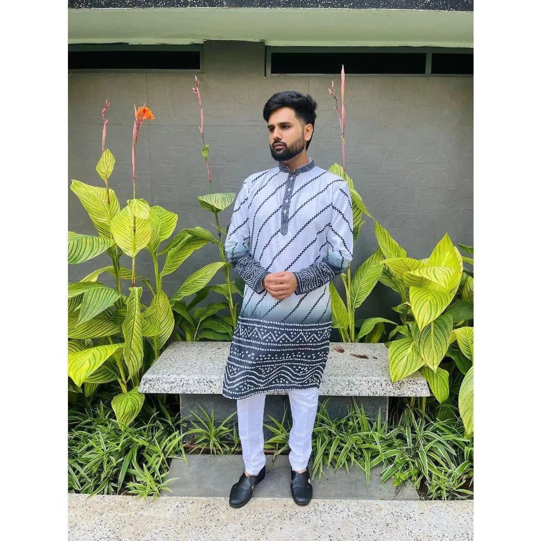 Men’s Kurta Caftan Robe – Long Sleeve Ethnic Traditional Wear