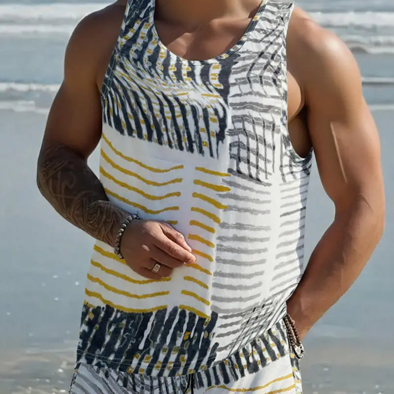 Men’s Sleeveless Printed Summer Tank Top